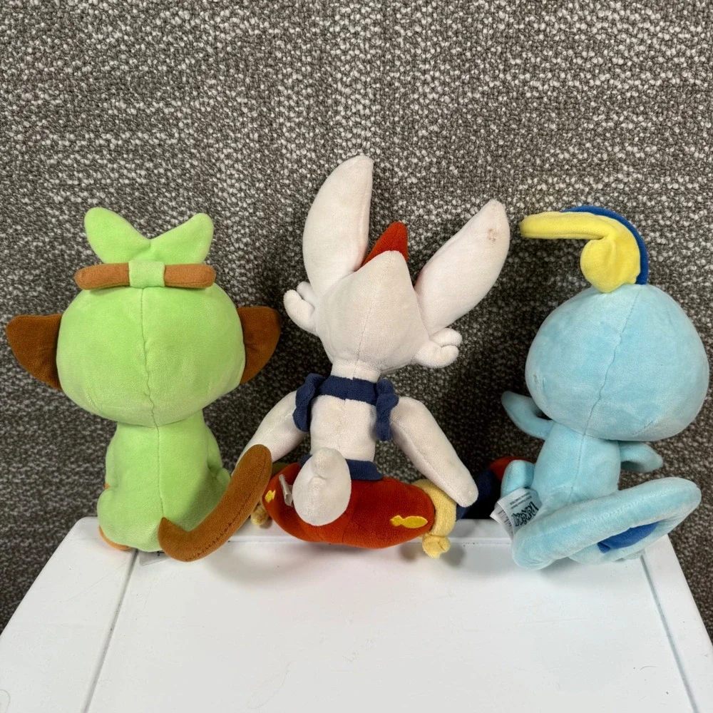 Pokemon Sword & Shield Grookey Cinderace Sobble Plush Set Bundle 3 Galar Starter